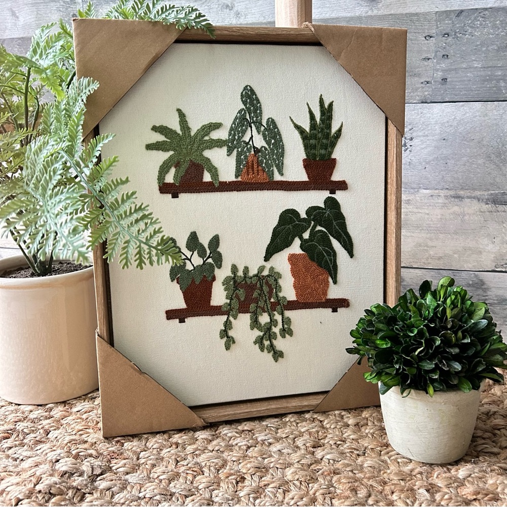 🌴 Charming New BP Home Textile Embroidery Plants on the Shell | Wall Art |NWT
